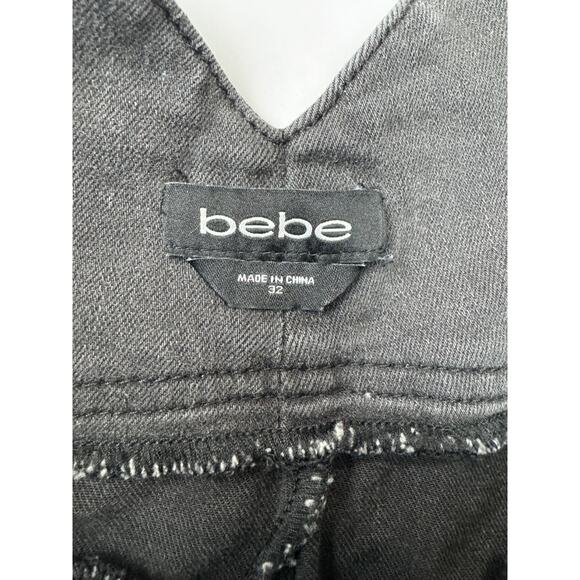 Y2K Bebe High Waisted High Rise V-Front Skinny Jeans Black Gray Grunge Women 32 - Picture 6 of 10